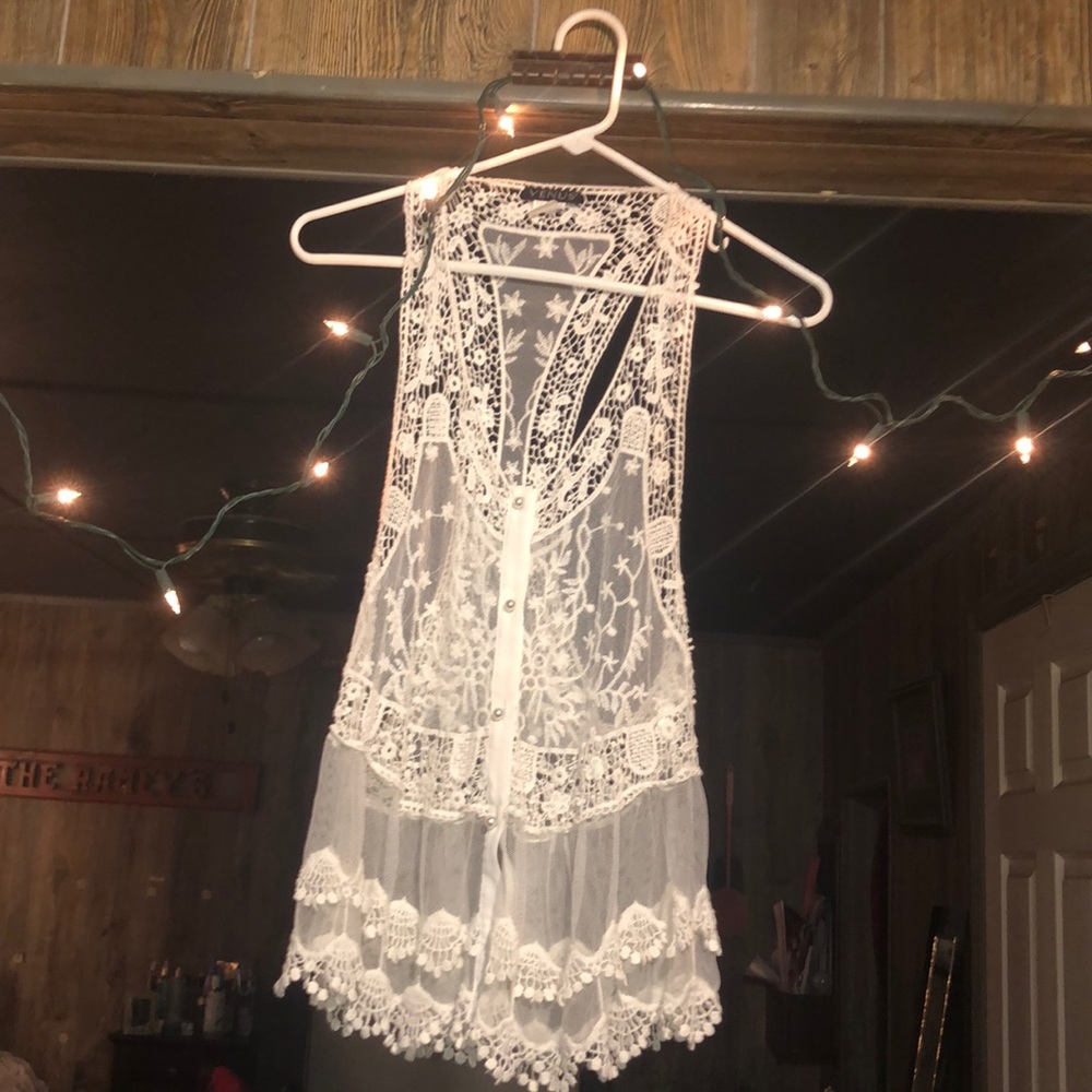 White-lace cover top